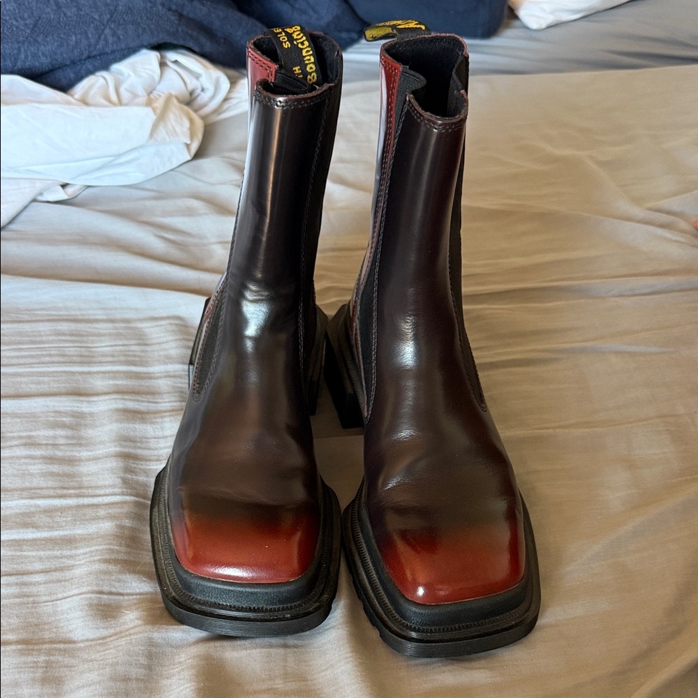 Dr. Martens Men's Dark Red Leather Boots